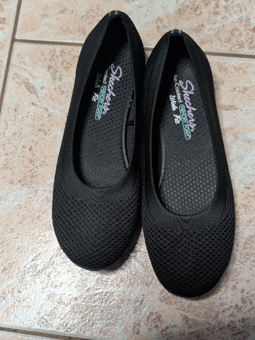 Skechers Women’s Black Knit Slip-On Ballet Flats